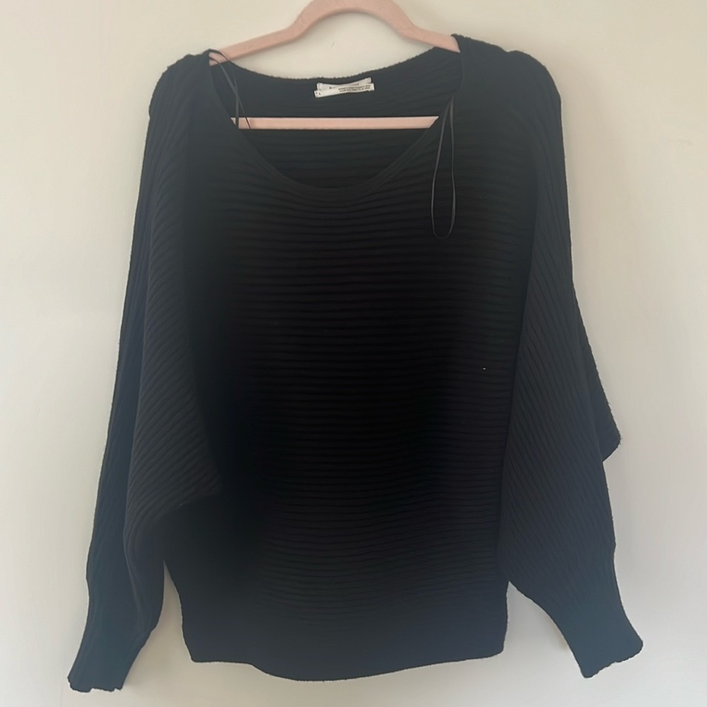 By Anthropologie Ribbed Black Sweater